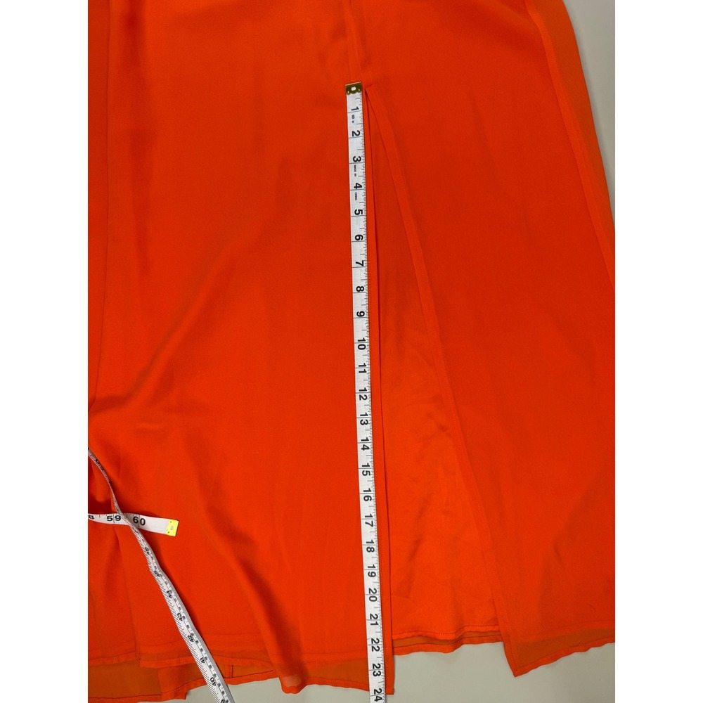 Gianni Bini Maxi Dress Womens L Orange Sleeveless Chiffon Side Slit Formal - Picture 9 of 16